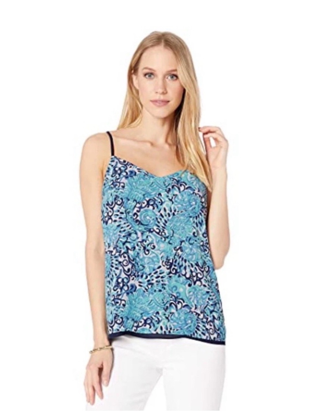 Lilly Pulitzer Reversible Halter Aqua Spritz/Dusk Adjustable Tank Top Medium